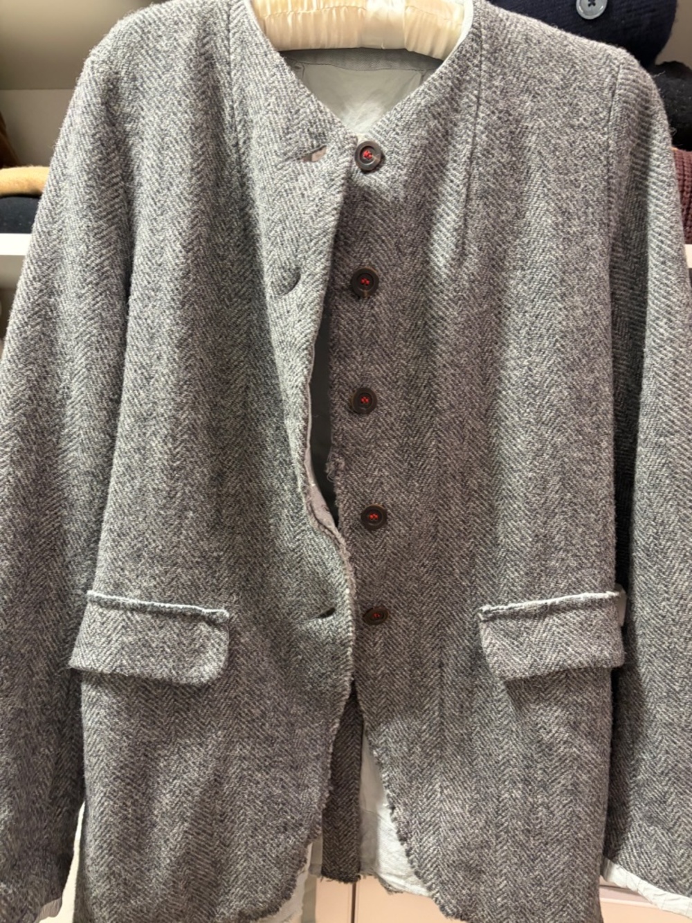 H+ Hannoh Wessel Gray Wool Herringbone Victoria Jacket FR 42